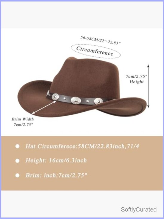 Classic Felt Cowboy Hat with Adjustable Strap Unisex Western Hat main image 6
